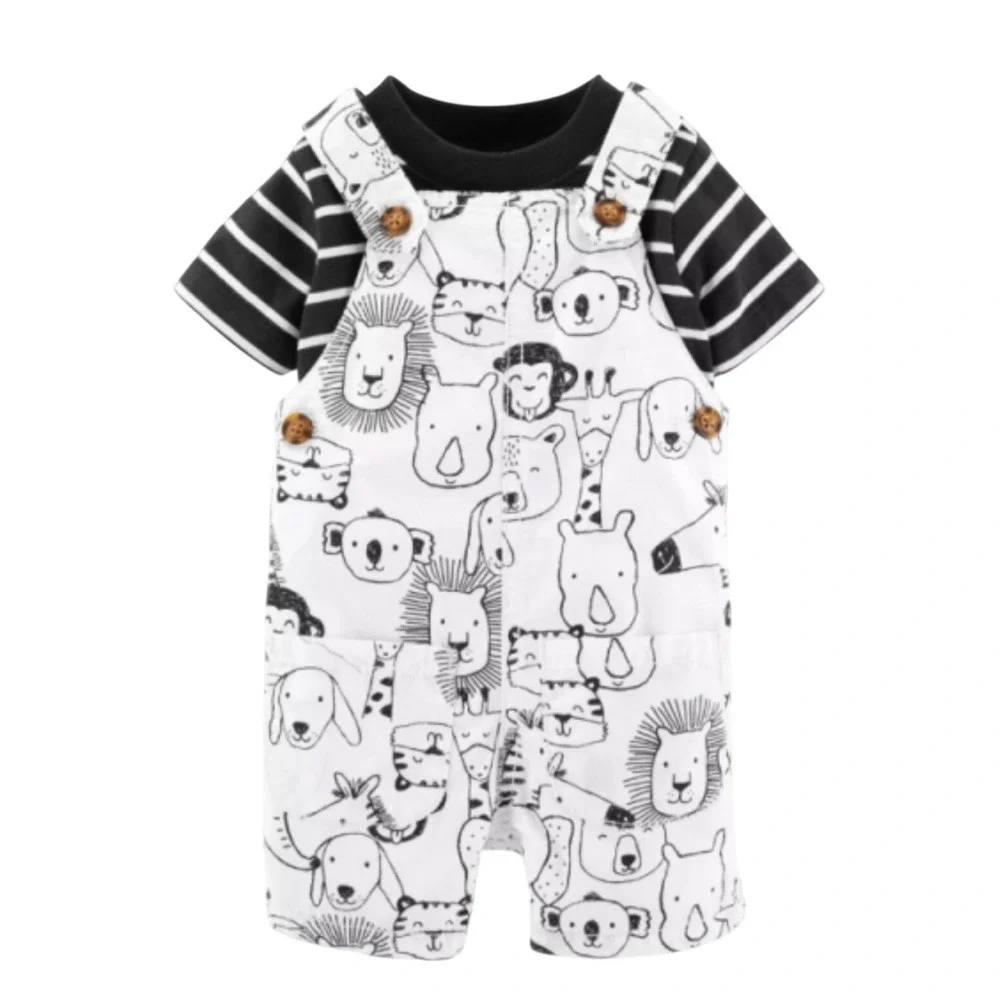 Carters Baby Boy Animal Print Cotton Shortall Overall 9 Months Zoo Whimsical